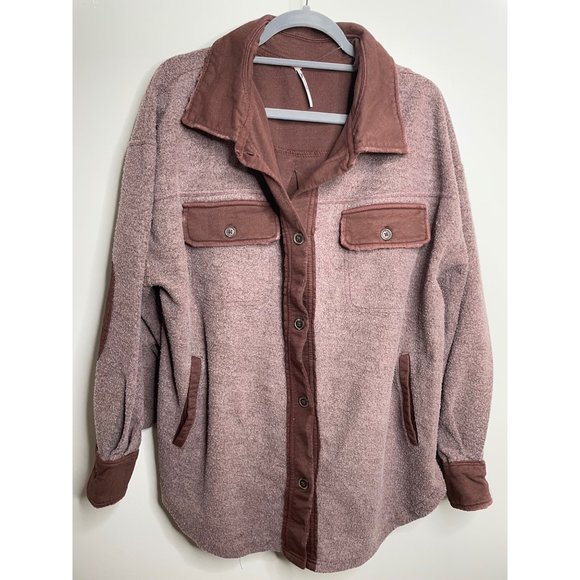 Free People Ruby Oversized Fleece Shirt Jacket Shacket Date Night Cozy Large NEW - Picture 4 of 8